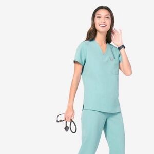 Figs Catarina Scrub Top - Seaglass